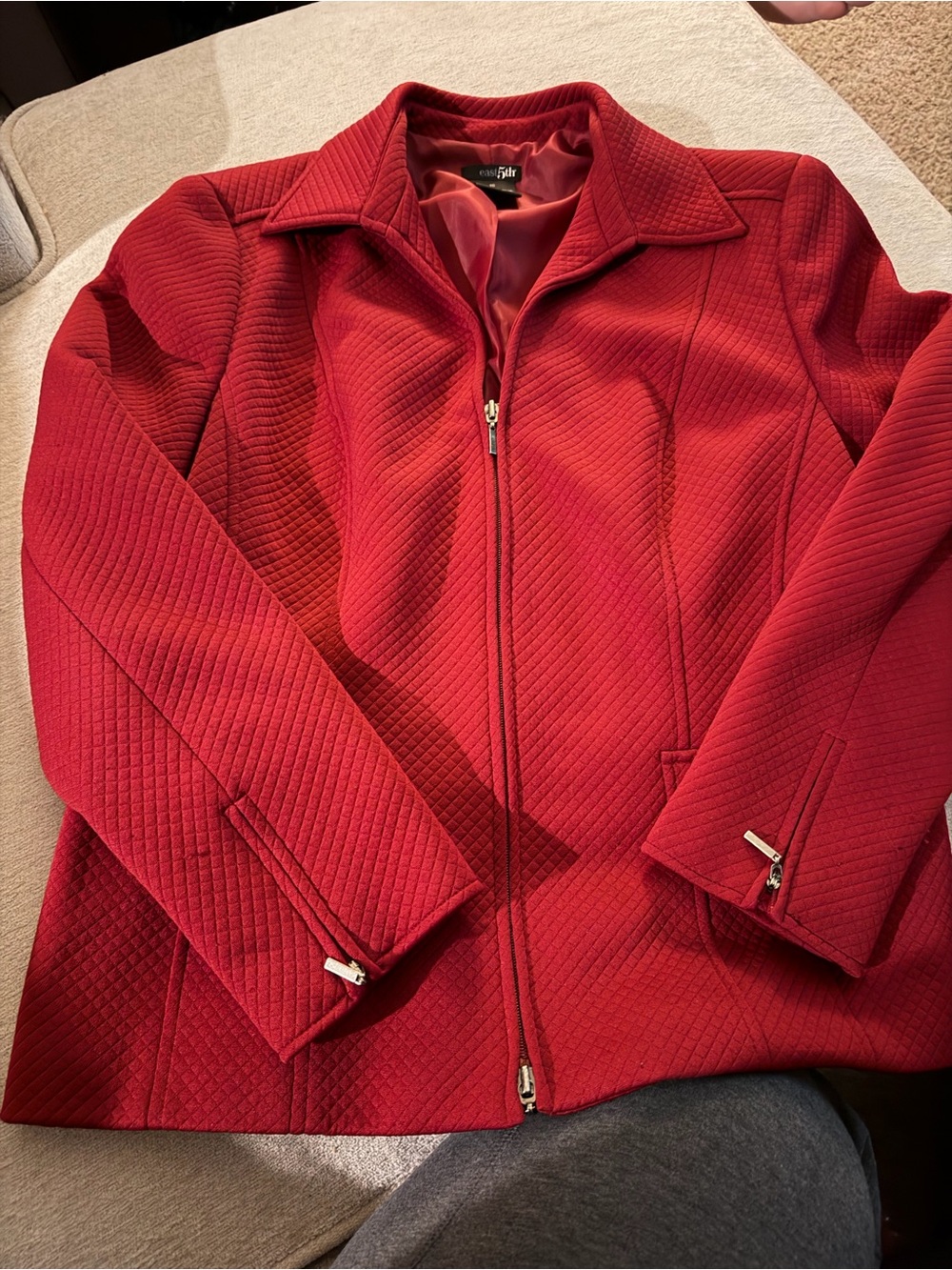 Dressy Women's Red Quilted Zip Jacket